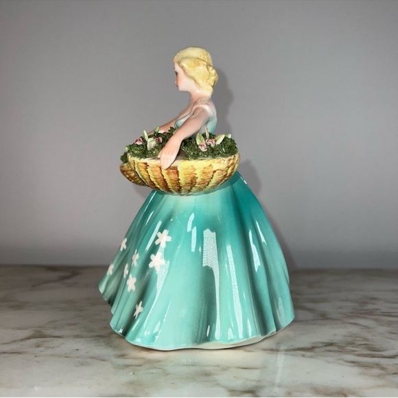 RARE Vintage ESD Porcelain Blonde Women Figurine 
Teal Floral Dress MR7922 Japan - Picture 6 of 11
